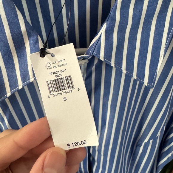 BNWT Banana Republic 100% Cotton Striped Poplin Cross Waist Midi Dress - Picture 5 of 6